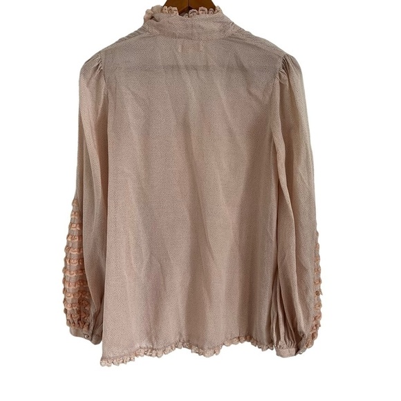 byTIMO Coquette Polka Dot Lace Ruffle Tie Neck Blouse - Picture 5 of 14